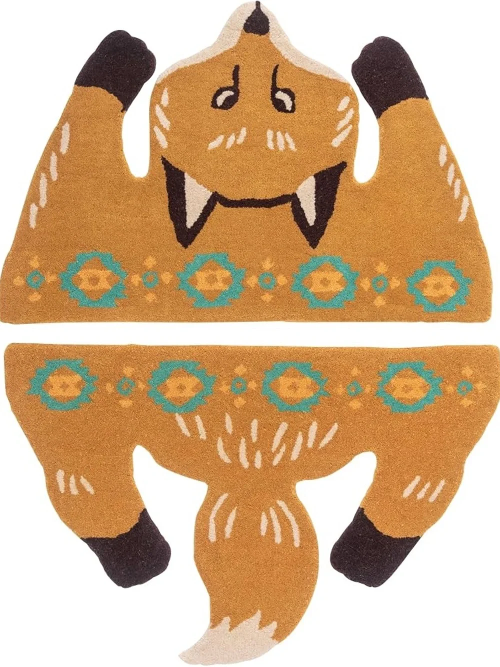 Azumaya Accent Rag Tiger FOX Fox-Shaped Rug 60x90cm Hand-Tufted Wool FAB-011B